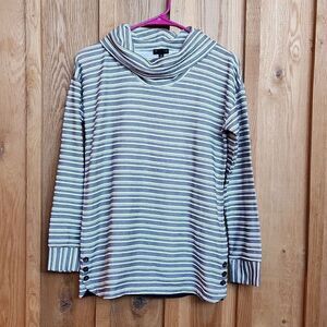 NEW Talbots Long Sleeve Striped Turtleneck Tunic Shirt, XS, Black & White